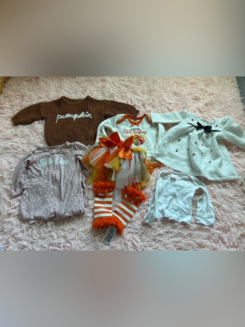 0-3 months baby bundle Cutest Little Turkey Orange Tutu Outfit for Kids
